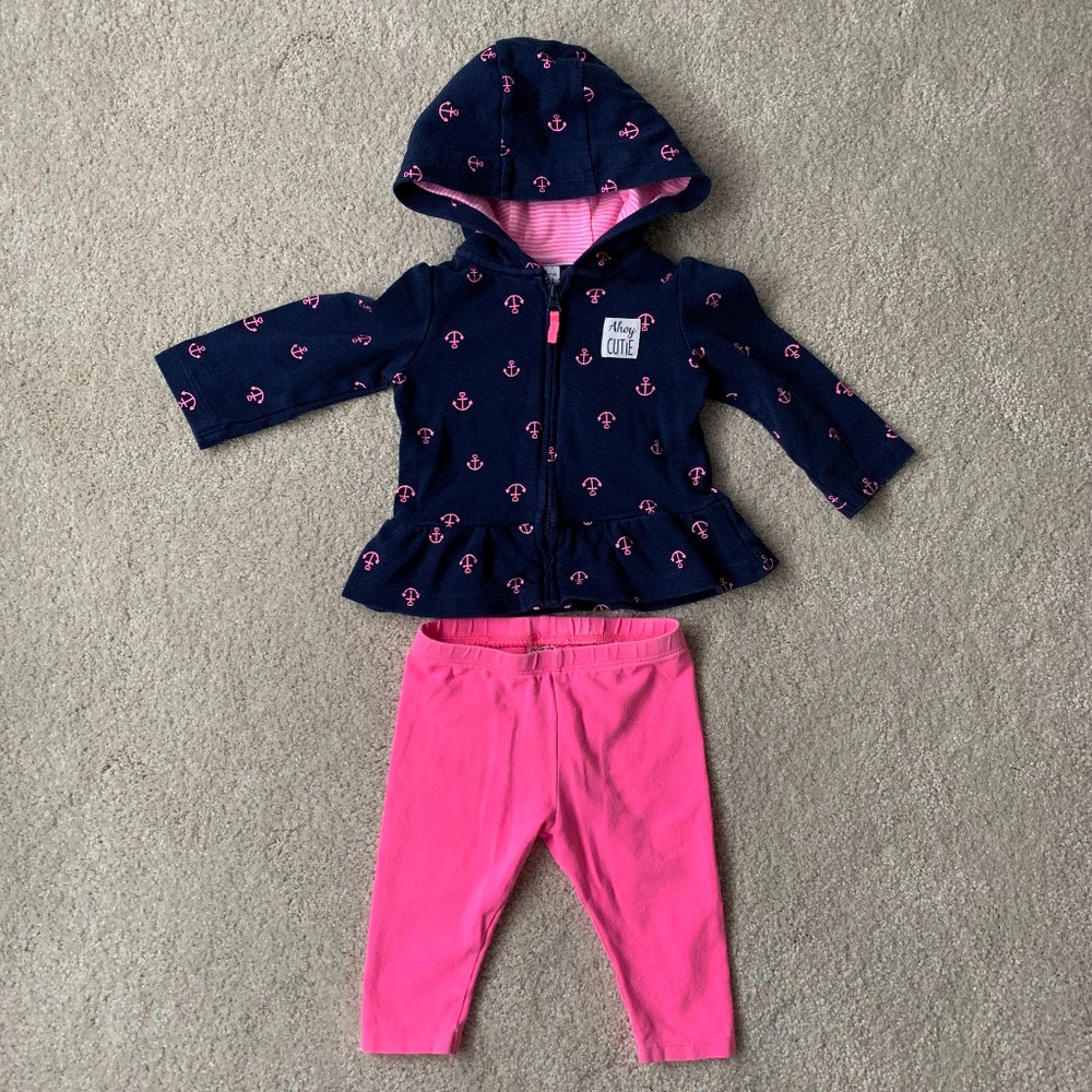 Cute outfit - jacket w anchors and hot pink pants